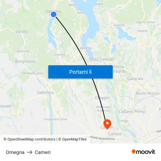 Omegna to Cameri map