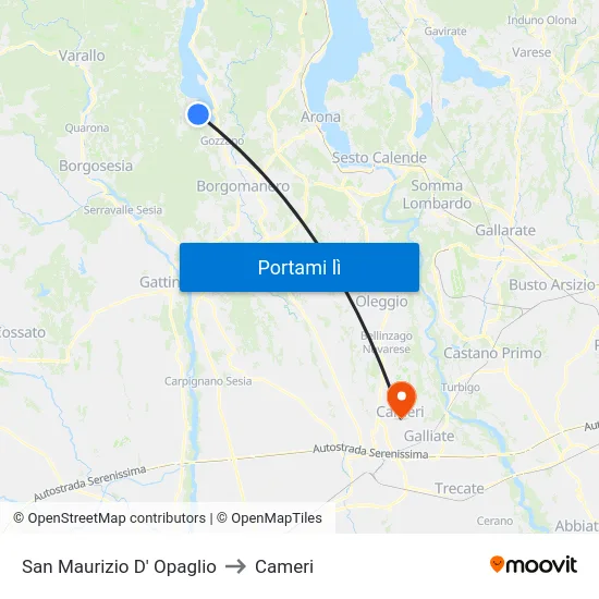 San Maurizio D' Opaglio to Cameri map