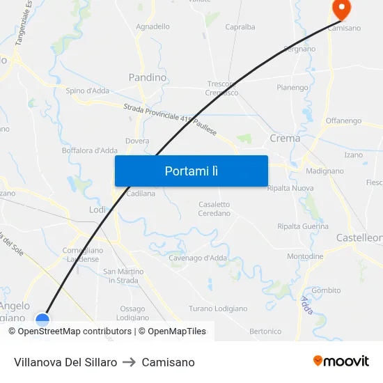 Villanova Del Sillaro to Camisano map
