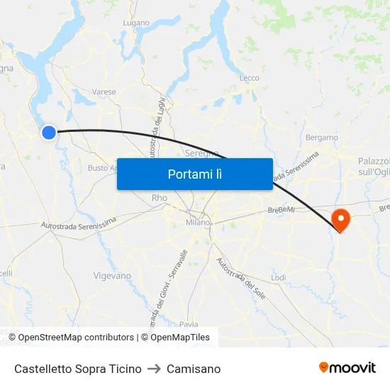 Castelletto Sopra Ticino to Camisano map