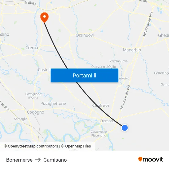 Bonemerse to Camisano map