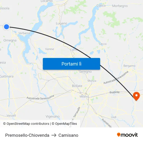 Premosello-Chiovenda to Camisano map