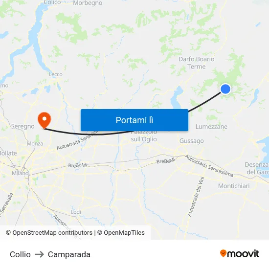 Collio to Camparada map