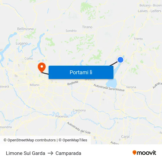 Limone Sul Garda to Camparada map