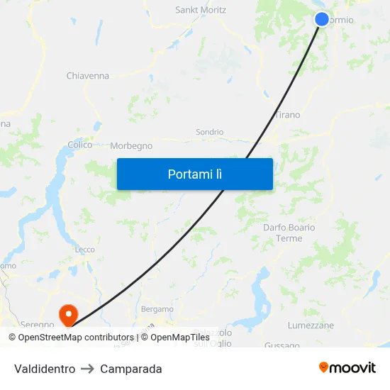 Valdidentro to Camparada map