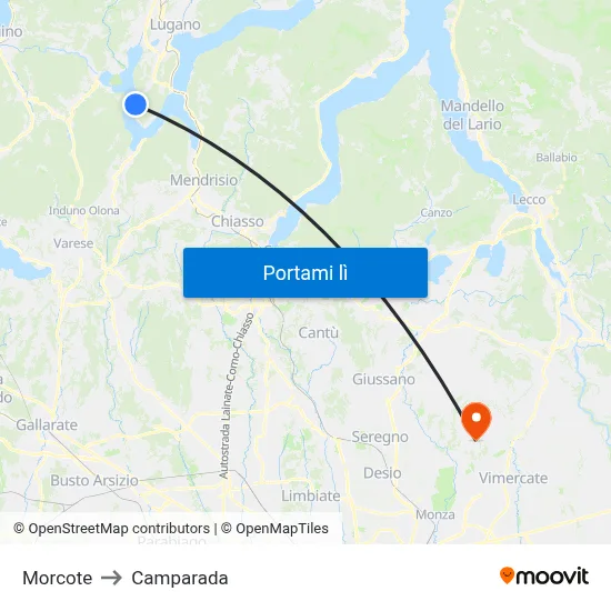 Morcote to Camparada map