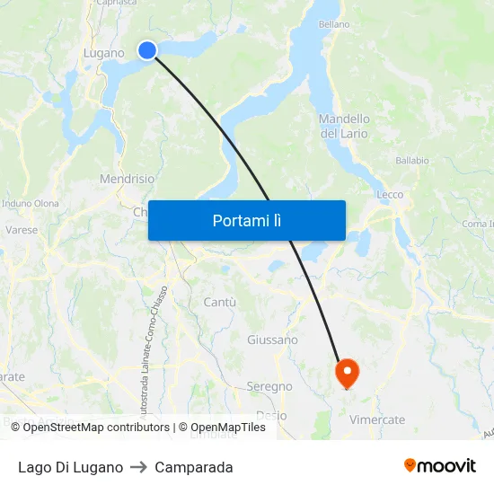 Lago Di Lugano to Camparada map