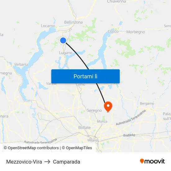 Mezzovico-Vira to Camparada map