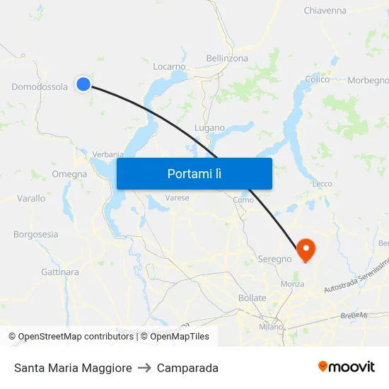 Santa Maria Maggiore to Camparada map