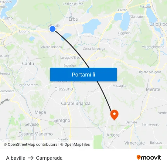 Albavilla to Camparada map