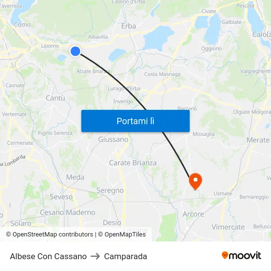Albese Con Cassano to Camparada map