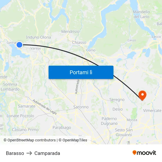 Barasso to Camparada map