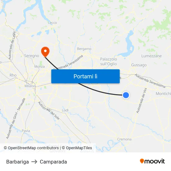 Barbariga to Camparada map
