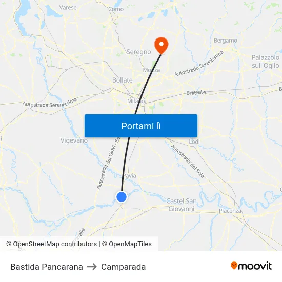 Bastida Pancarana to Camparada map