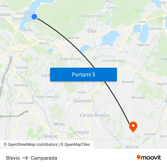 Blevio to Camparada map