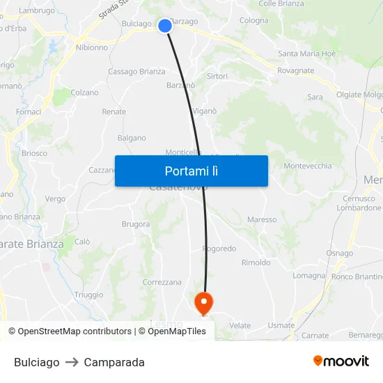 Bulciago to Camparada map