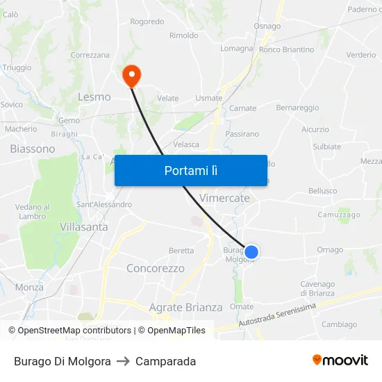Burago Di Molgora to Camparada map