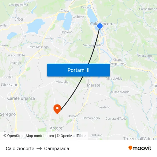Calolziocorte to Camparada map