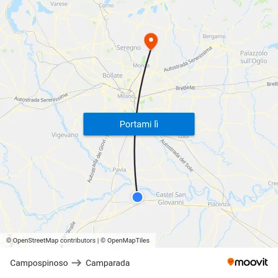 Campospinoso to Camparada map