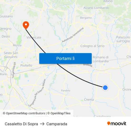 Casaletto Di Sopra to Camparada map