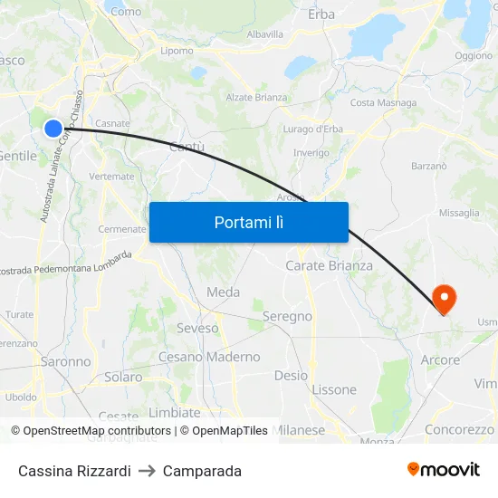 Cassina Rizzardi to Camparada map