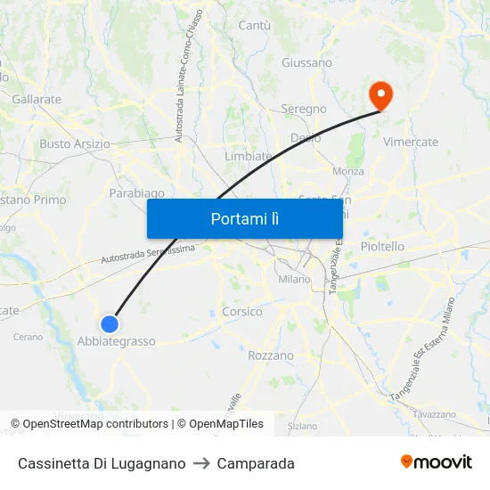 Cassinetta Di Lugagnano to Camparada map