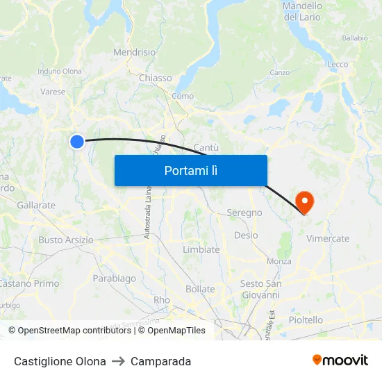 Castiglione Olona to Camparada map