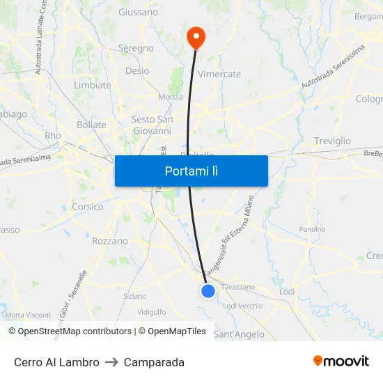 Cerro Al Lambro to Camparada map