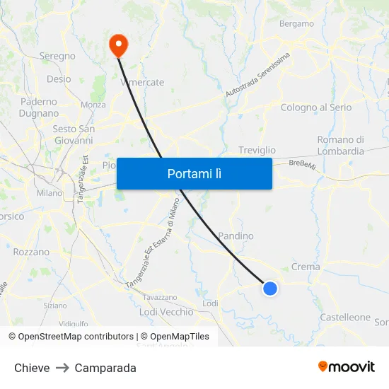 Chieve to Camparada map