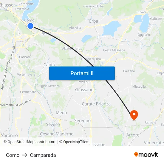 Como to Camparada map
