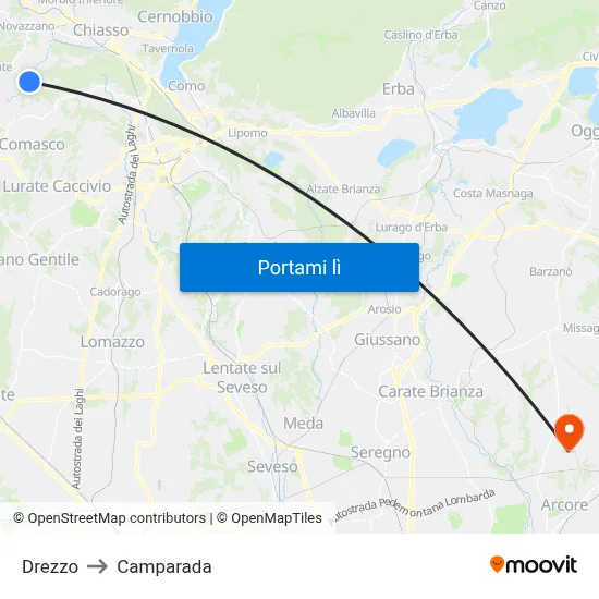 Drezzo to Camparada map