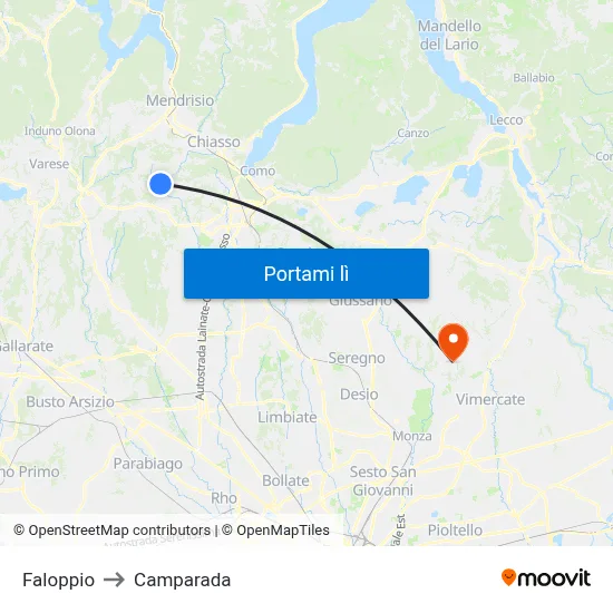 Faloppio to Camparada map