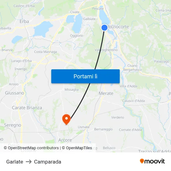 Garlate to Camparada map