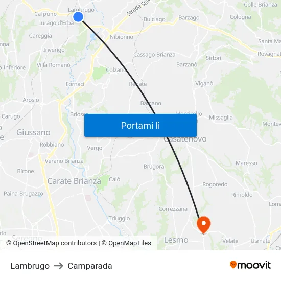 Lambrugo to Camparada map
