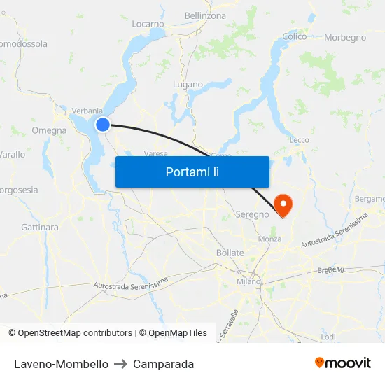 Laveno-Mombello to Camparada map