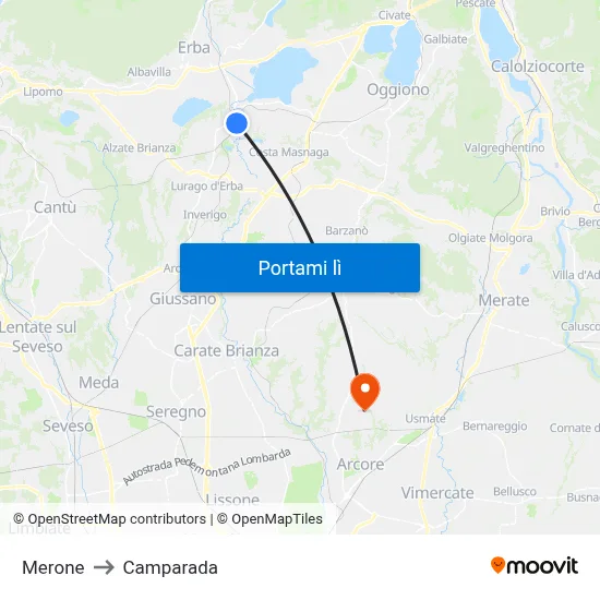 Merone to Camparada map