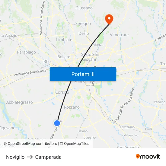 Noviglio to Camparada map