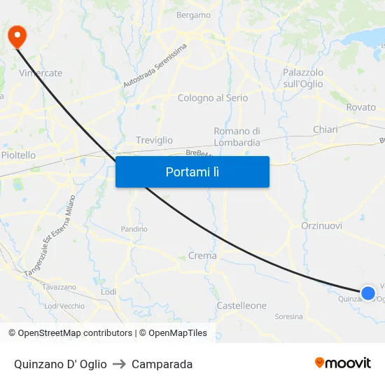 Quinzano D' Oglio to Camparada map