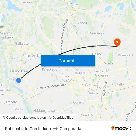 Robecchetto Con Induno to Camparada map