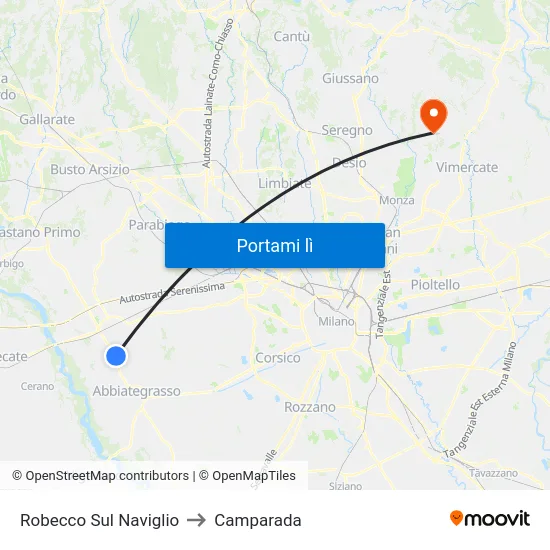 Robecco Sul Naviglio to Camparada map