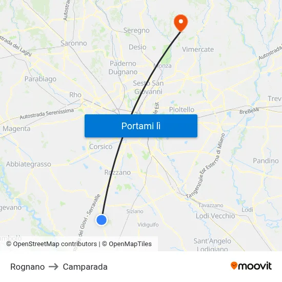 Rognano to Camparada map