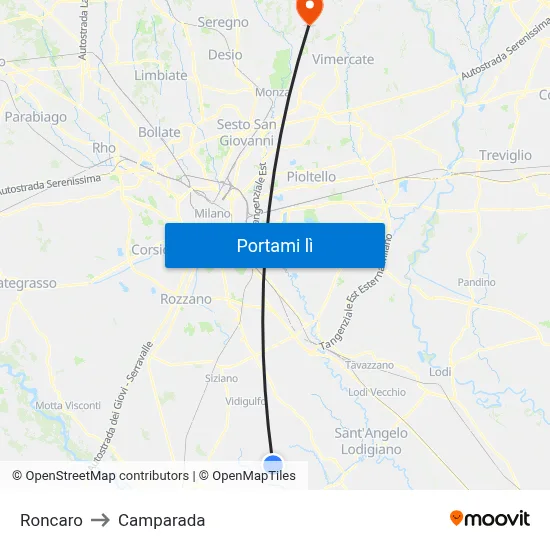 Roncaro to Camparada map