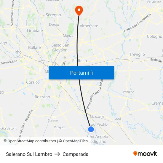 Salerano Sul Lambro to Camparada map