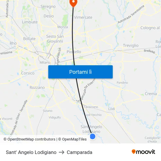 Sant' Angelo Lodigiano to Camparada map