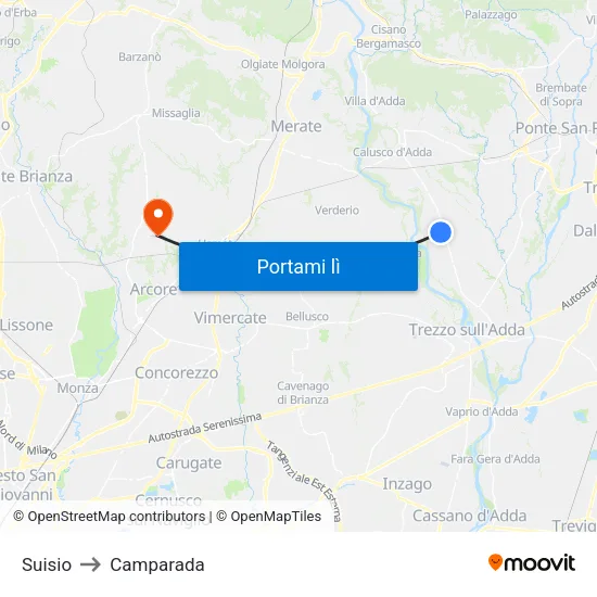 Suisio to Camparada map