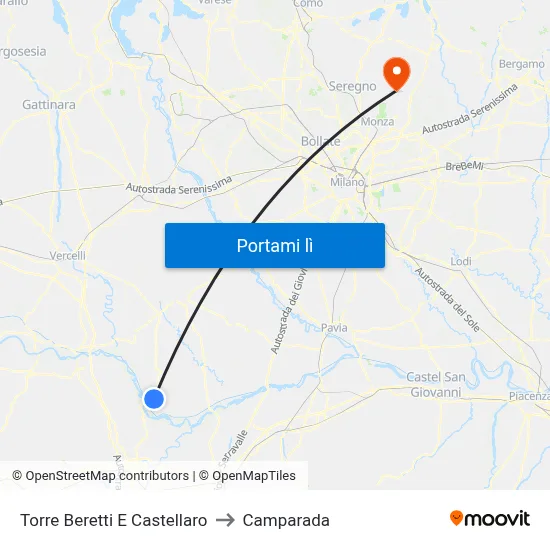 Torre Beretti E Castellaro to Camparada map