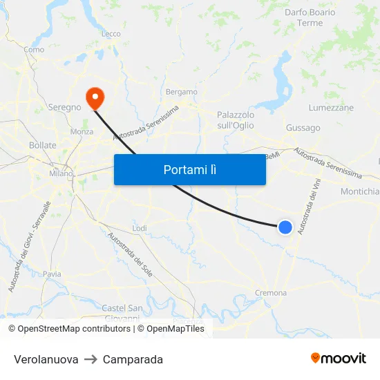 Verolanuova to Camparada map
