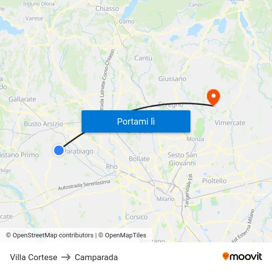 Villa Cortese to Camparada map