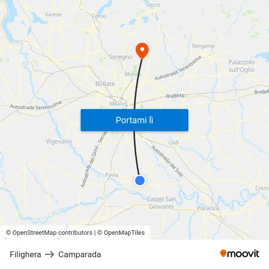 Filighera to Camparada map