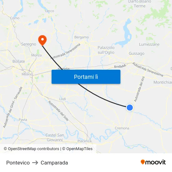 Pontevico to Camparada map